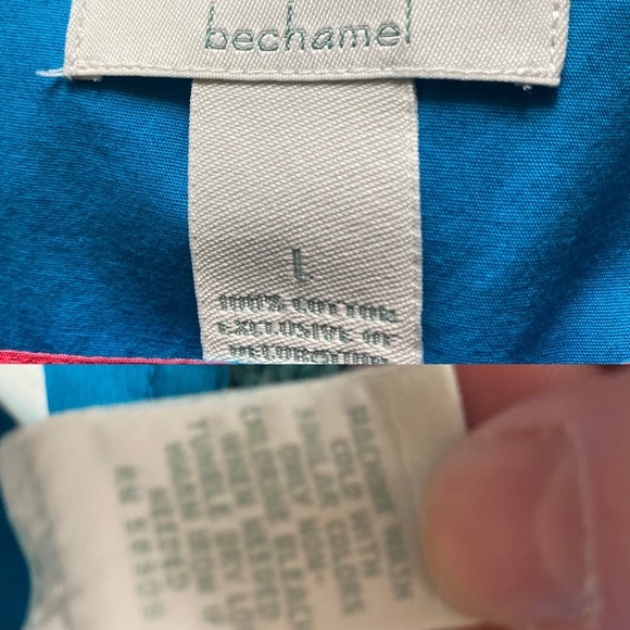 Bechamel bright blue embroidered square neck short sleeve summer peasant dress L - Picture 16 of 16